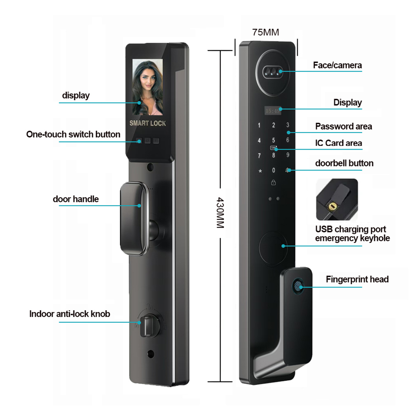 Smart Lock Tuya for security door (Sl-052) - Image 3