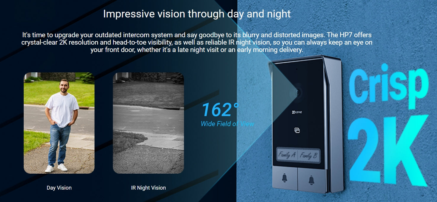 إيزفيز إنتركوم فيديو 2K لشقتين | Ezviz HP7 2-Family Kit - الصورة 3