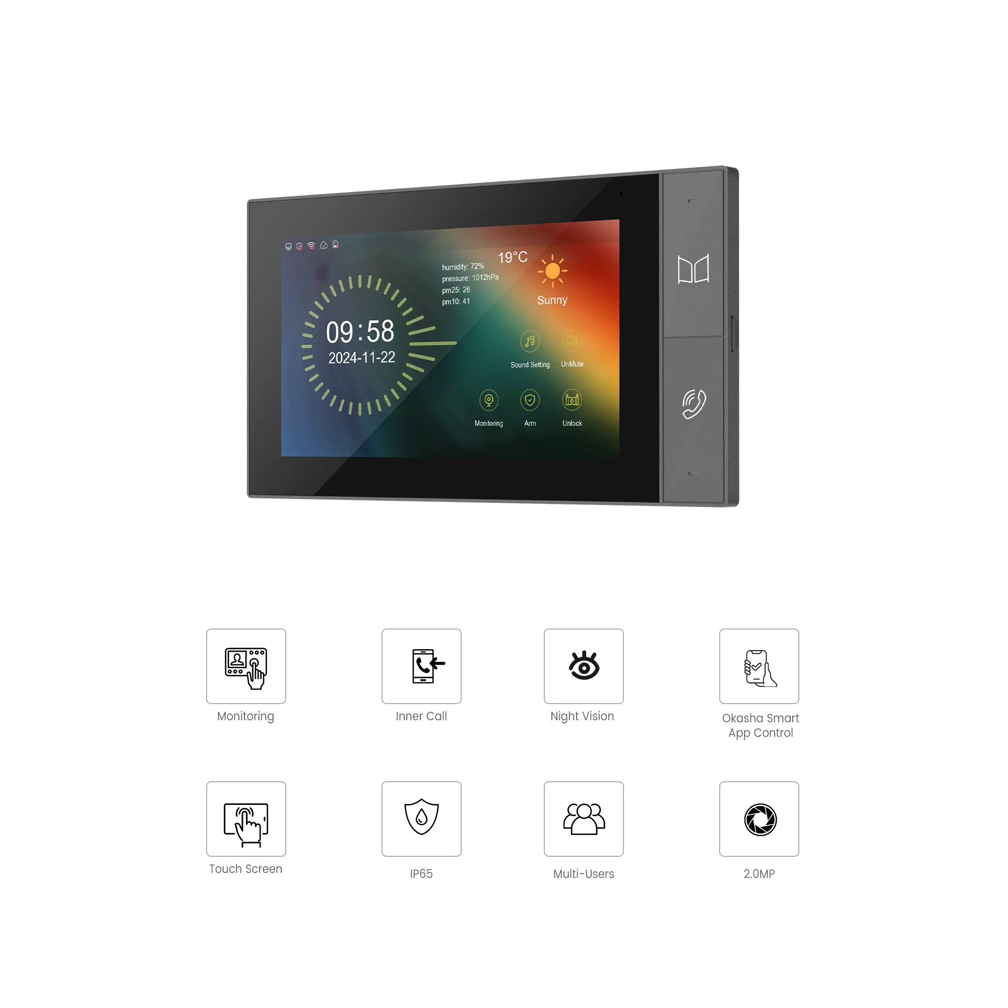 تويا | شاشة إنتركوم ذكية 7 إنش مع وحدة خاردية - الصورة 2